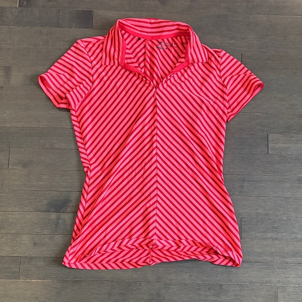 Women’s Nike Pink Striped Golf Shirt Size Small